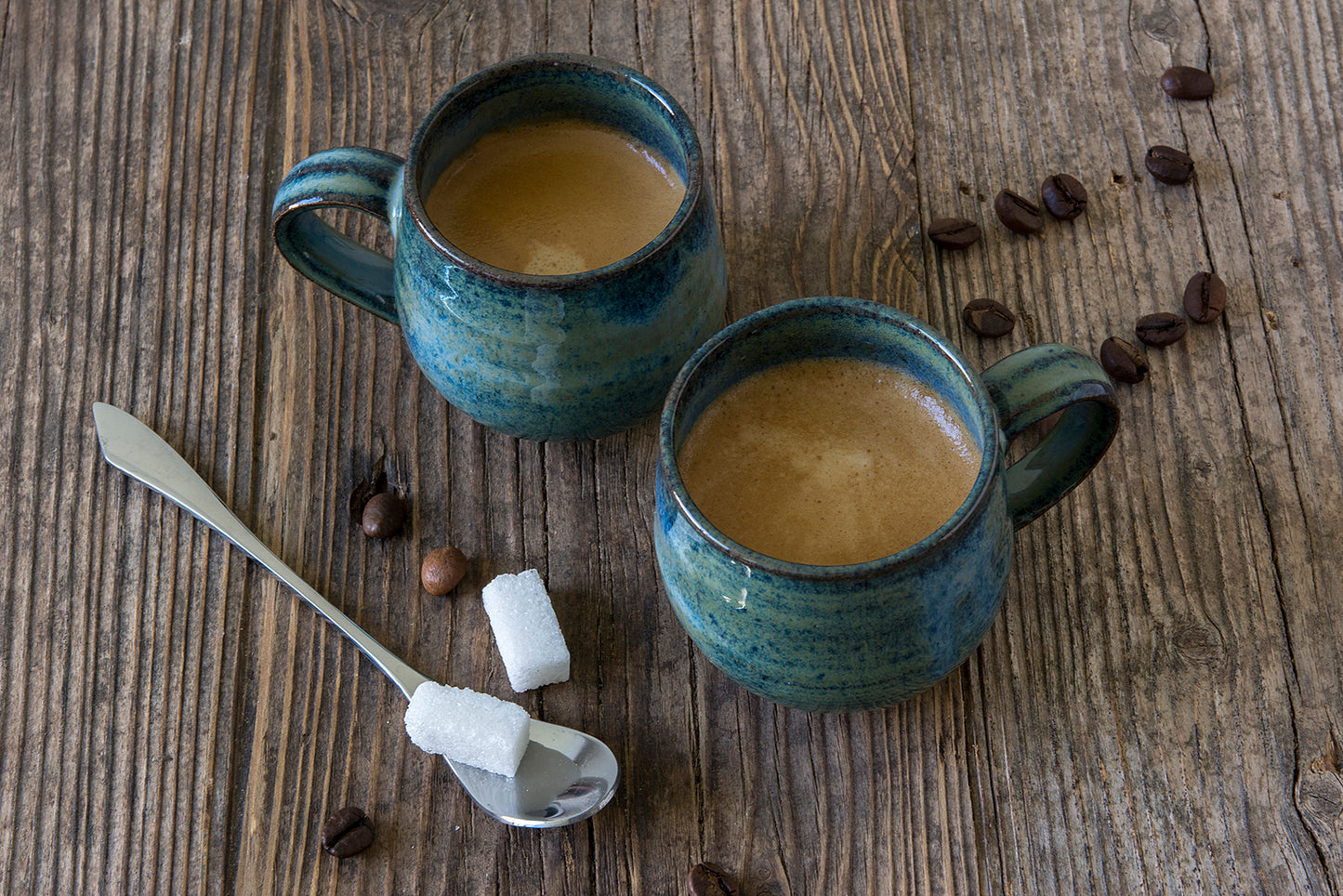 Set of 6 Pottery Espresso Cups with Saucers