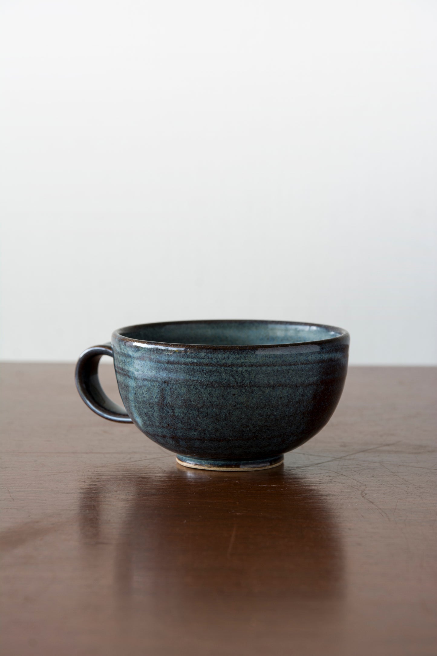 Handmade Pottery Blue Cappuccino Cup & Saucer