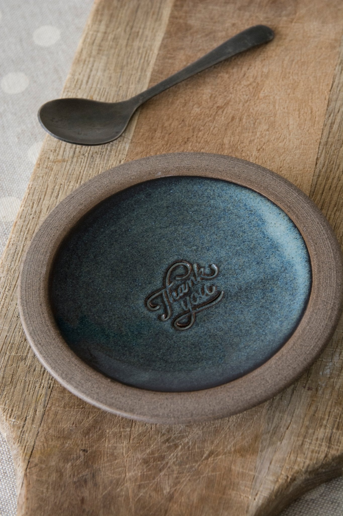 Pottery Trinket Dish - "Thank You" Engraved - Mad About Pottery- plates