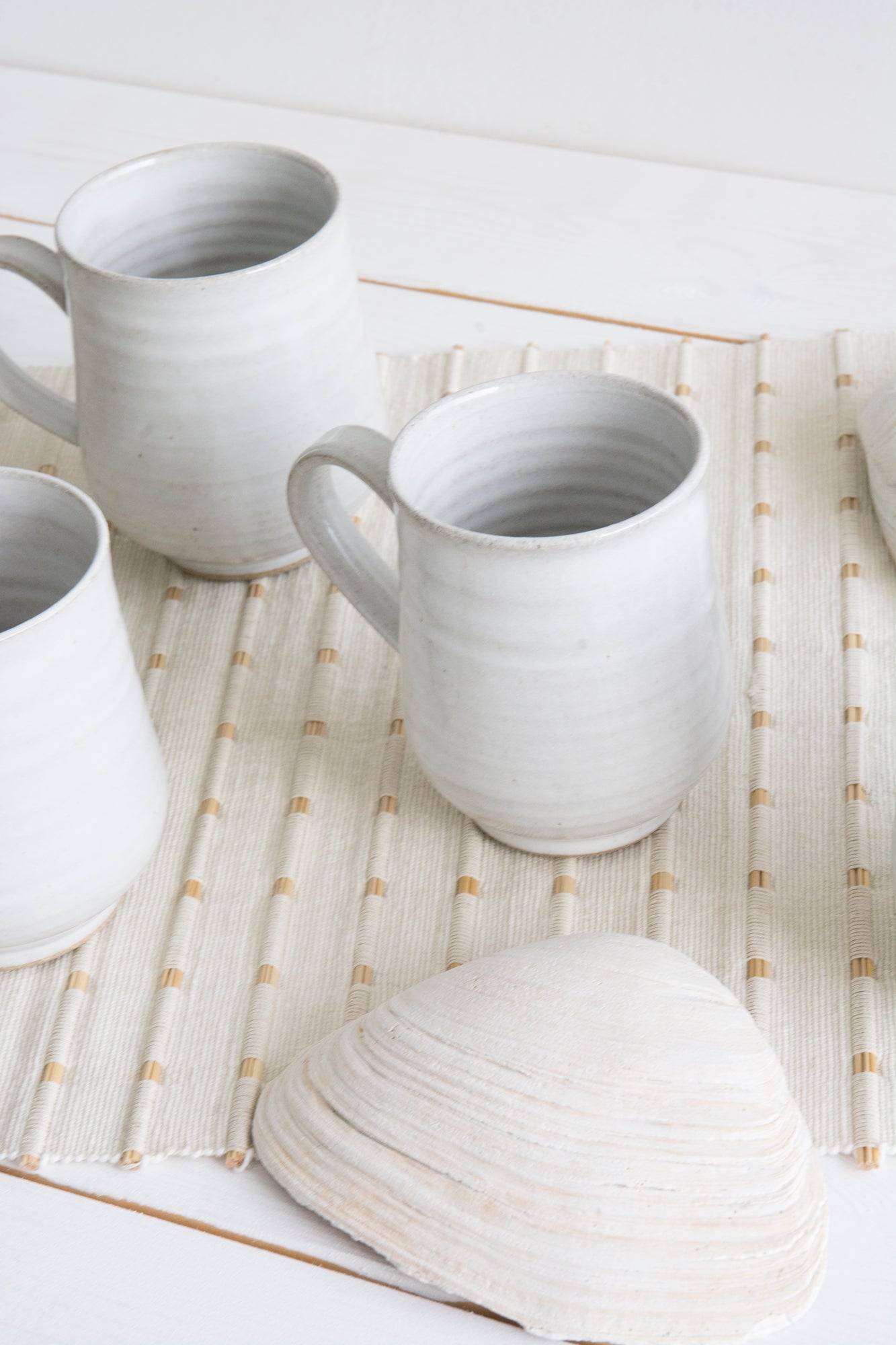 Set of 6 Pottery Coffee Mugs in Light Blue Steel, 10 fl oz - Mad About Pottery- Mugs and Cups