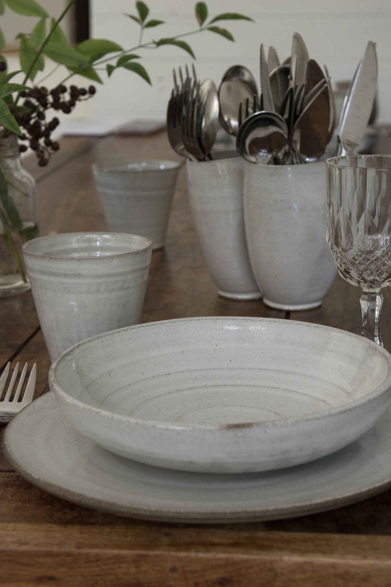 Set of 6 White Pasta Bowls - Mad About Pottery- Bowls