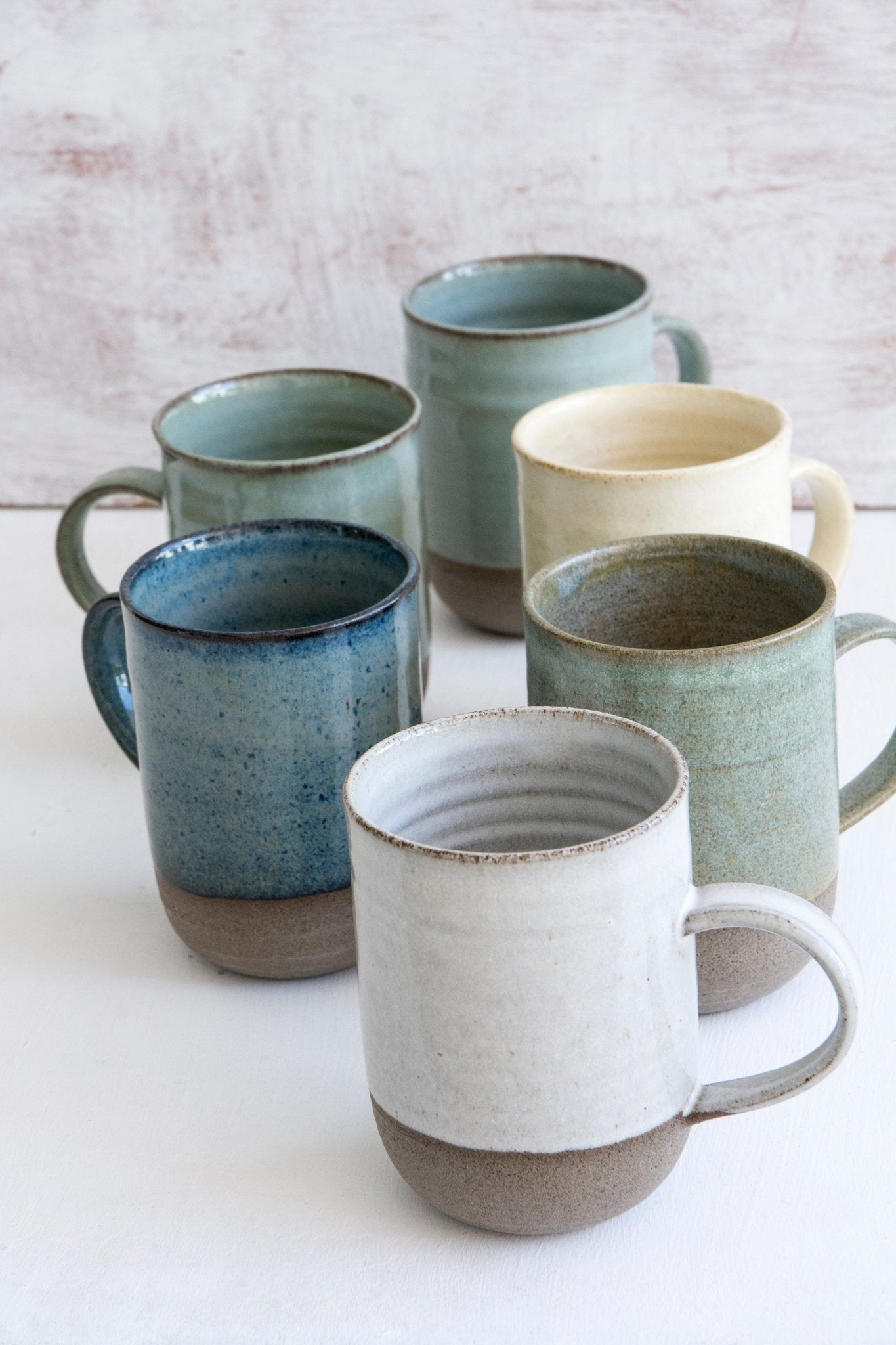 Set of Colorful Pottery Coffee Mugs, 10 oz - Mad About Pottery- Mugs and Cups