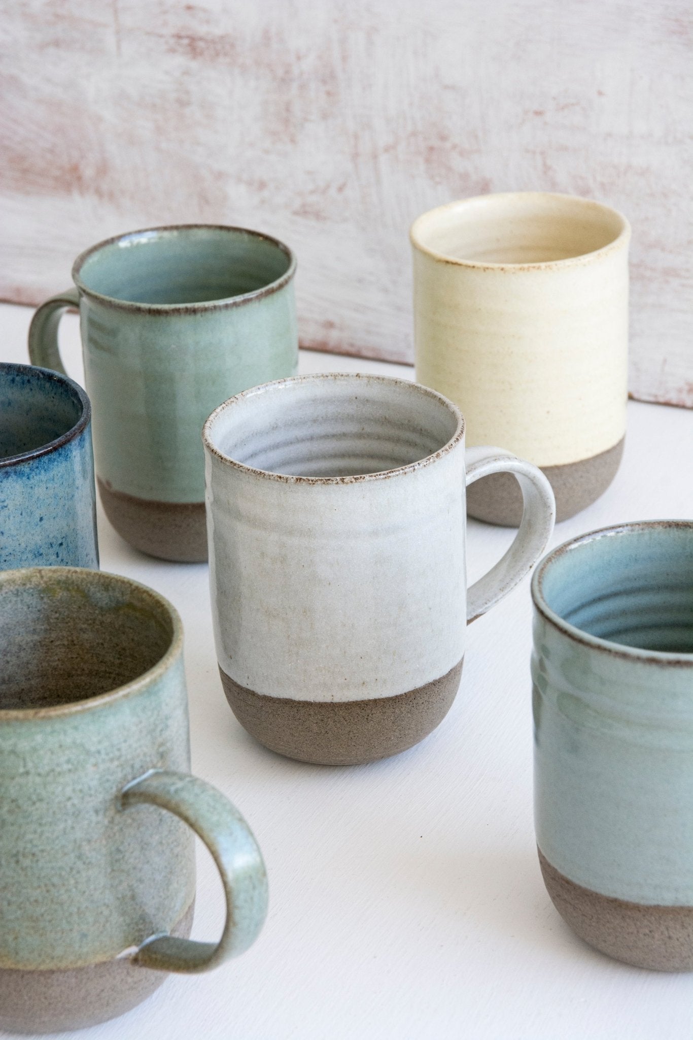 Set of Colorful Pottery Coffee Mugs, 10 oz - Mad About Pottery- Mugs and Cups