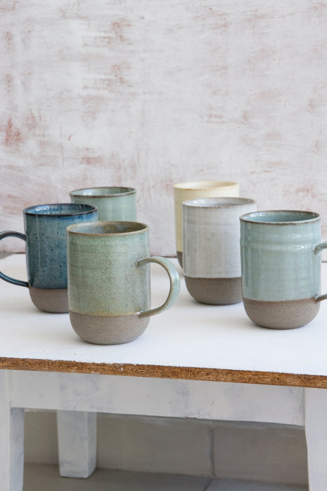 Set of Colorful Pottery Coffee Mugs, 10 oz - Mad About Pottery- Mugs and Cups