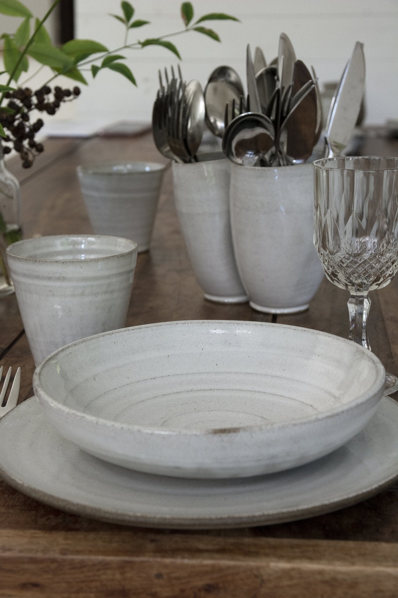White Flatware Caddy - Mad About Pottery- Utensil Holder