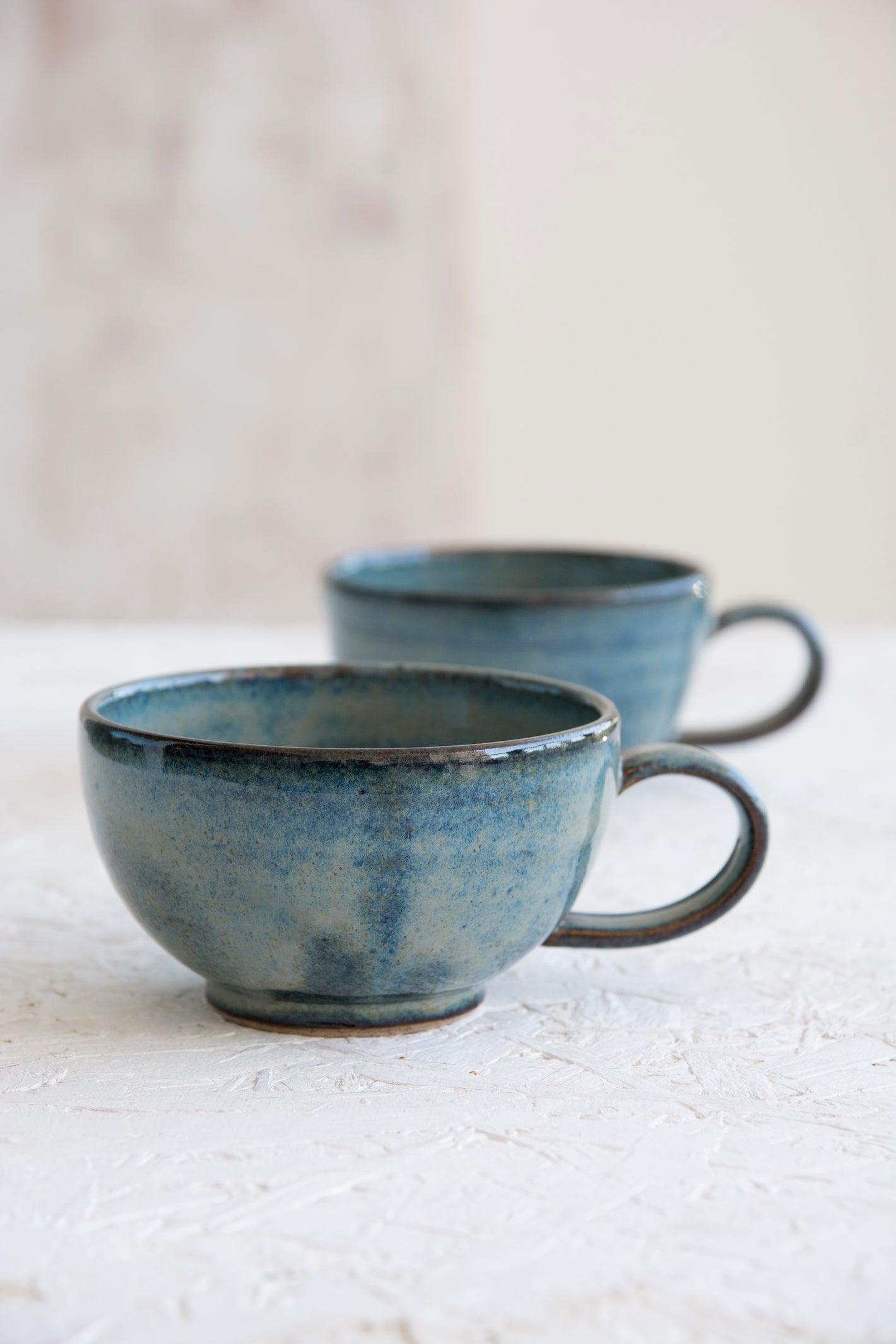 handmade blue cappuccino cups
