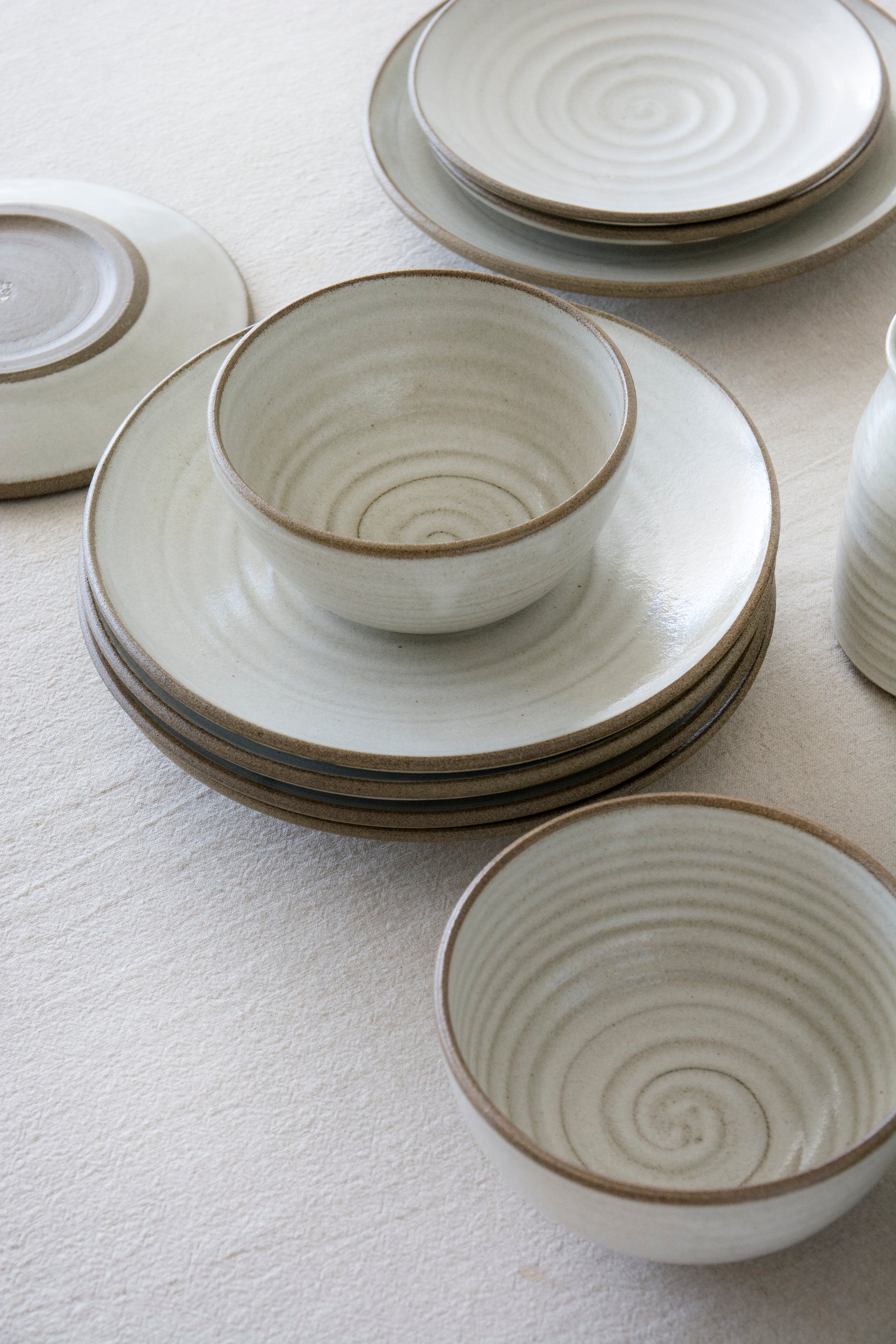 Rustic white ceramic bowl with visible clay rim, perfect for soup, pasta, or cereal