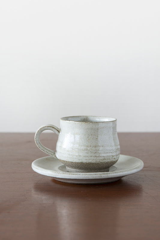 White Pottery Espresso Cup With Saucer