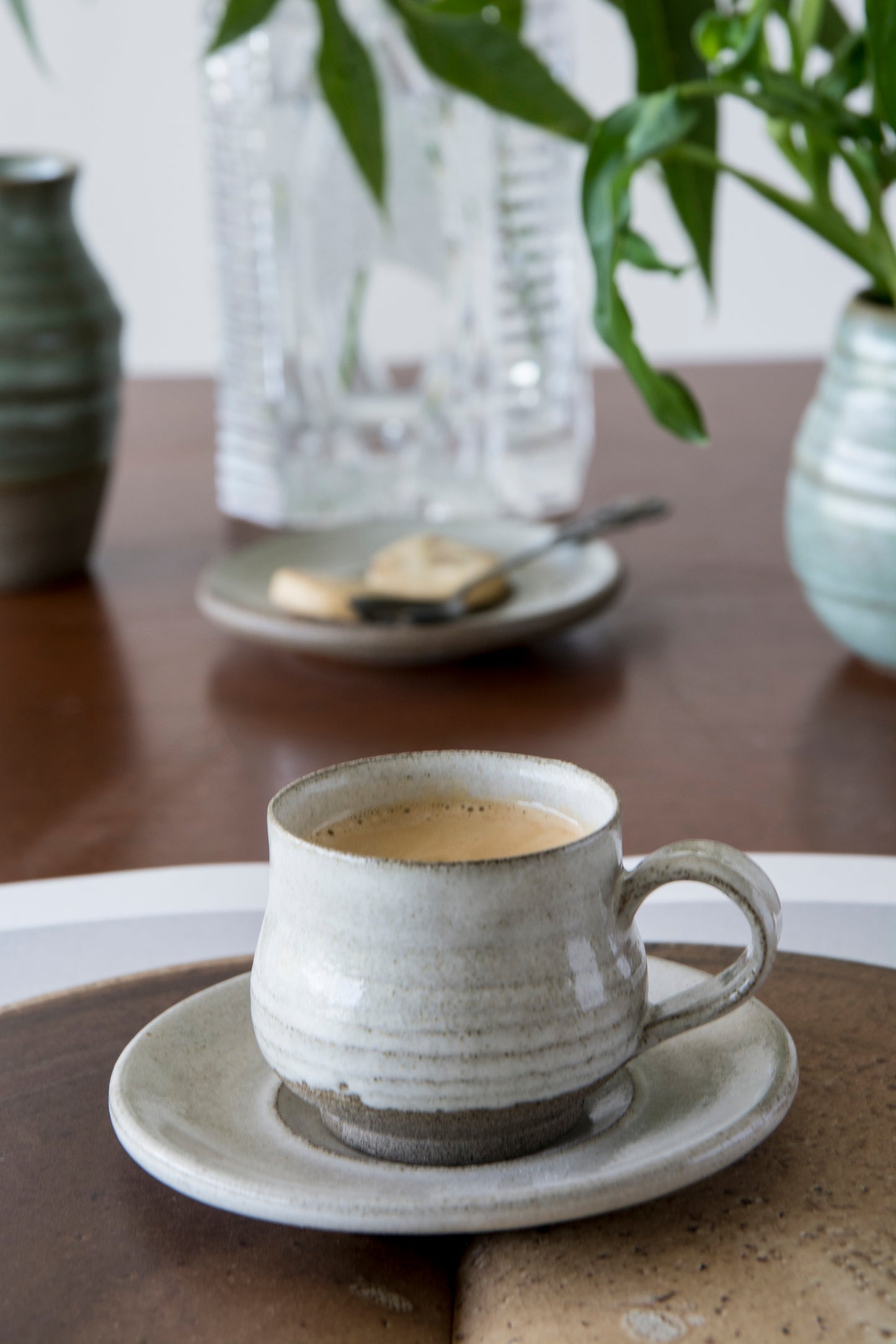 White Pottery Espresso Cup With Saucer