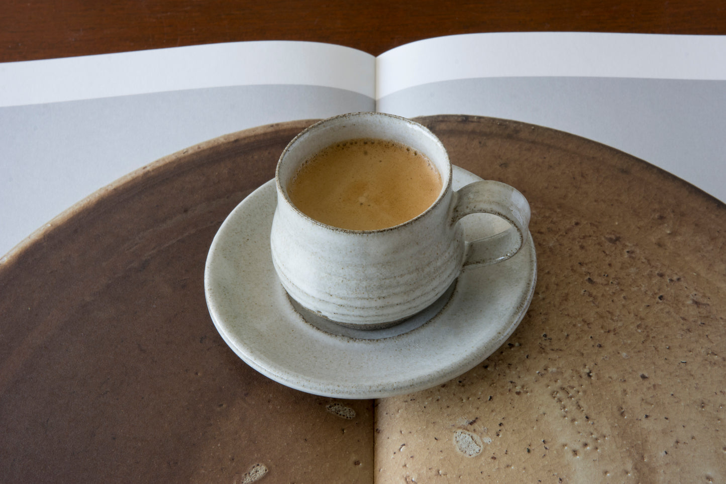White Pottery Espresso Cup With Saucer