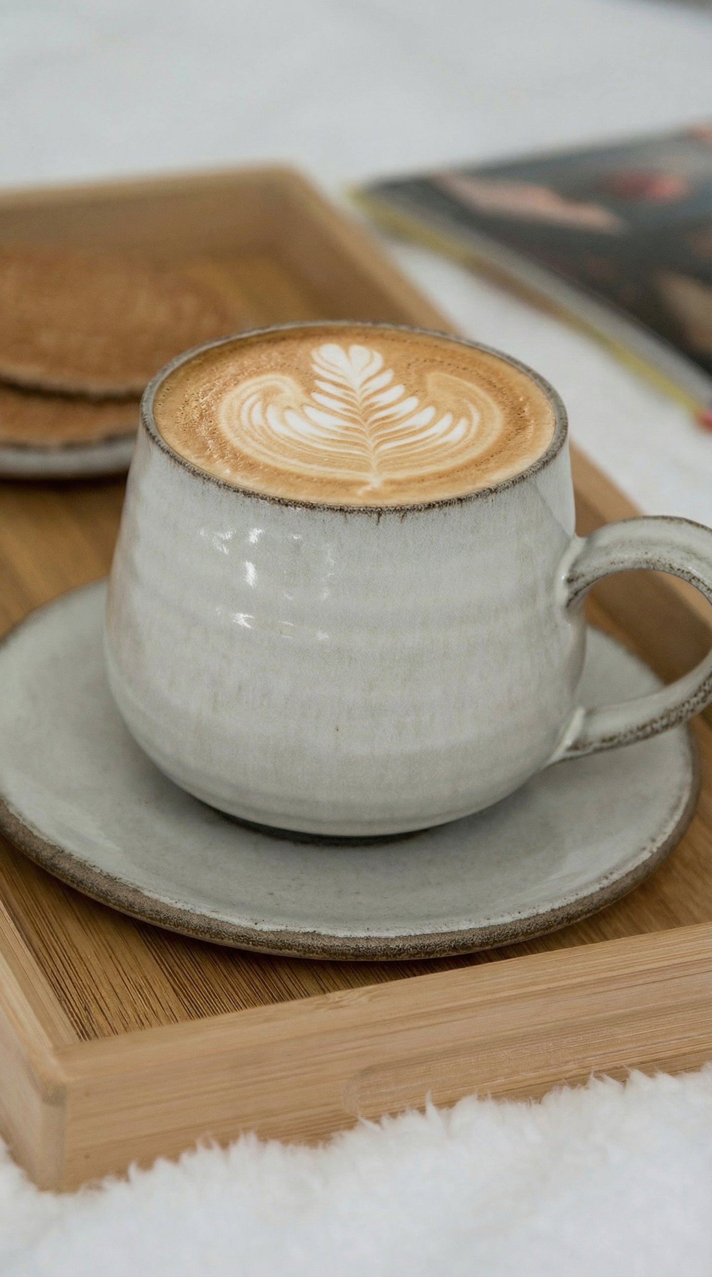 White Latte Cup and Saucer, 10 fl. oz