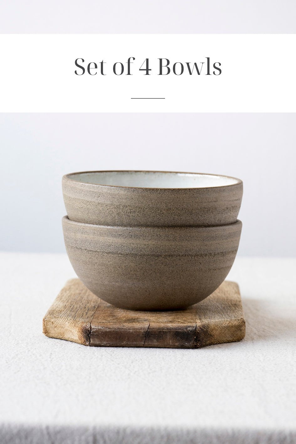 Rustic Bowl Set Rustic Pottery Bowls in Gray and White, Set of 4 – Mad About Pottery