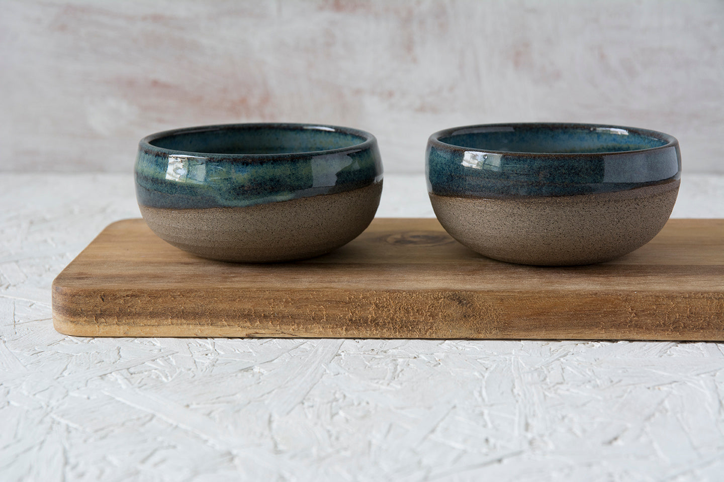 Mini Blue-Green Pottery Serving Bowls