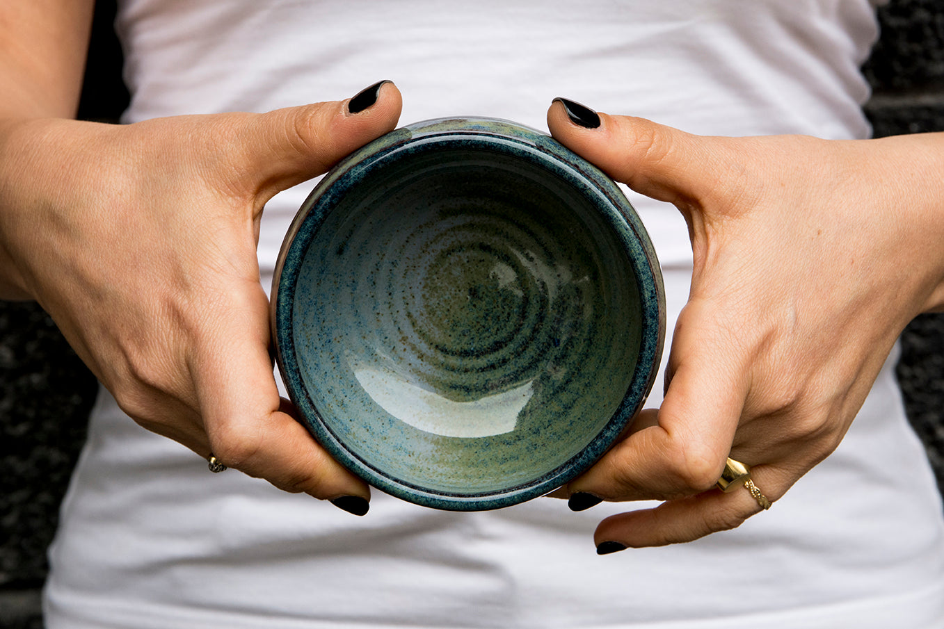 Mini Blue-Green Pottery Serving Bowls