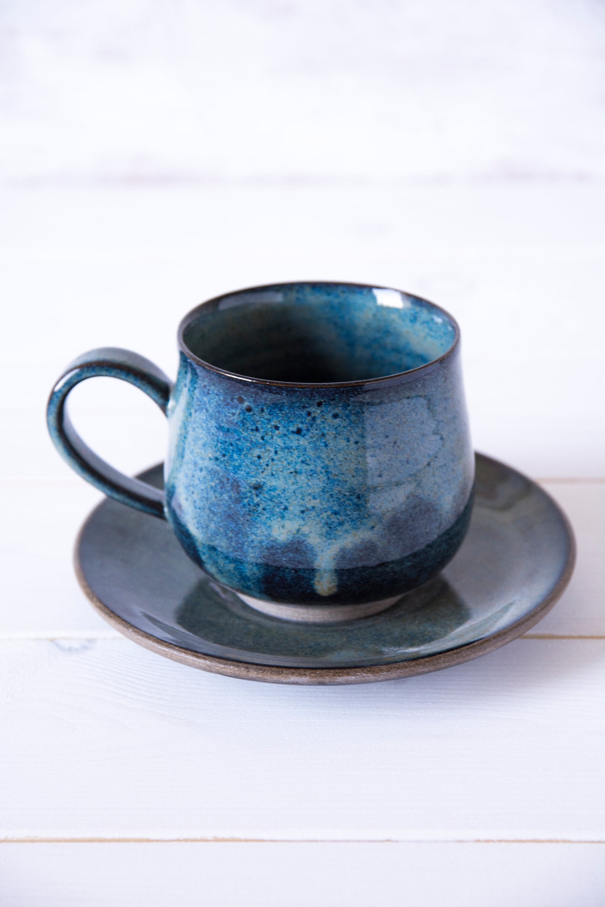 Handmade Pottery Blue Cappuccino Cup with a Saucer by Mad About Pottery –  Mad About Pottery