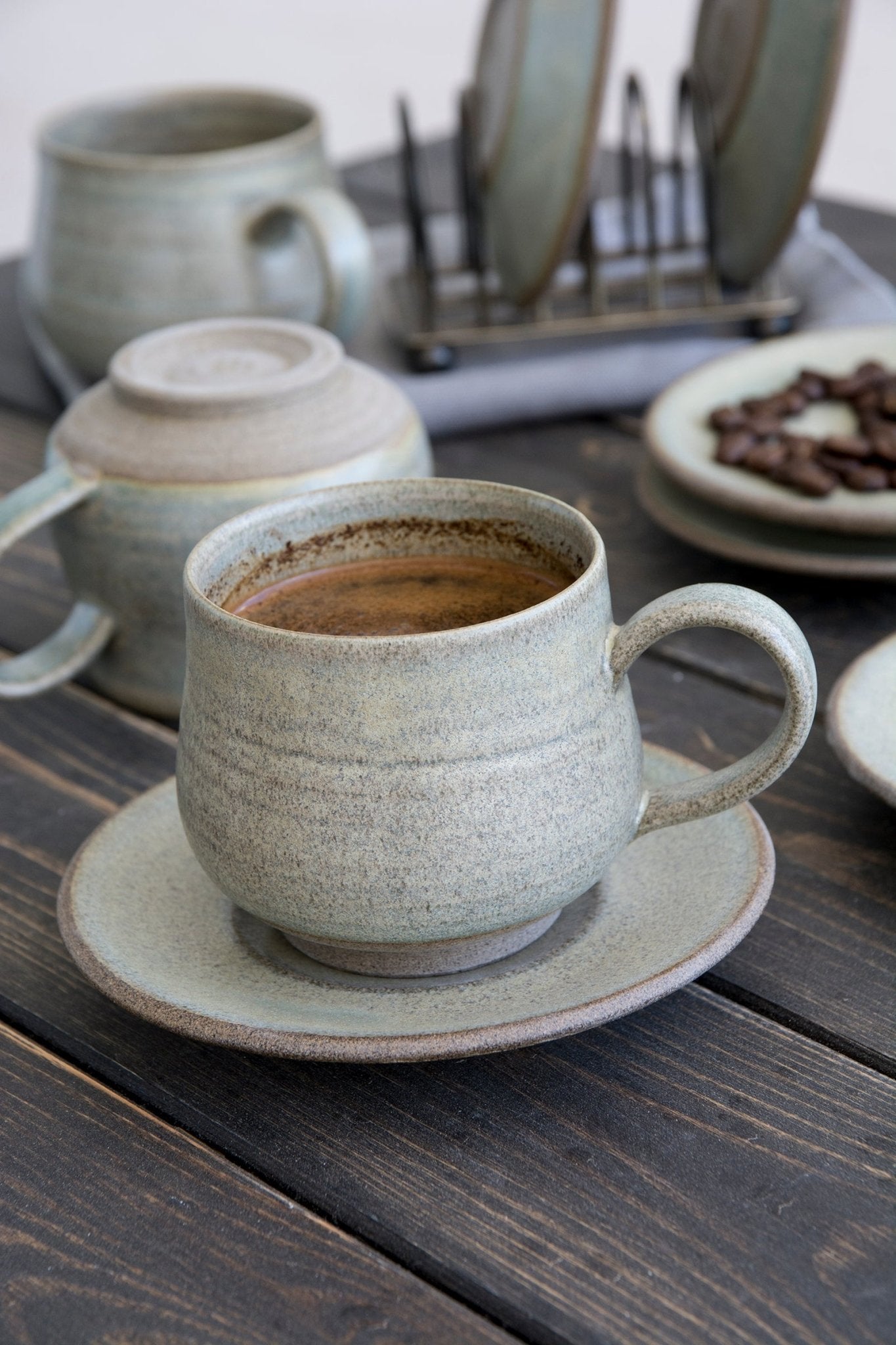 Handmade Ceramic Blue Cappuccino Cup with a Saucer by Mad About Pottery –  Mad About Pottery