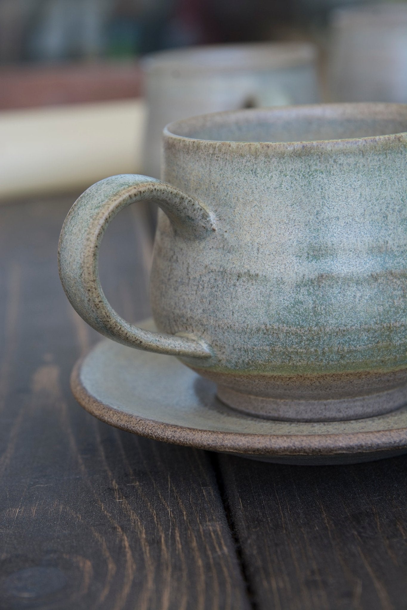 Handmade Pottery Blue Cappuccino Cup with a Saucer by Mad About Pottery –  Mad About Pottery