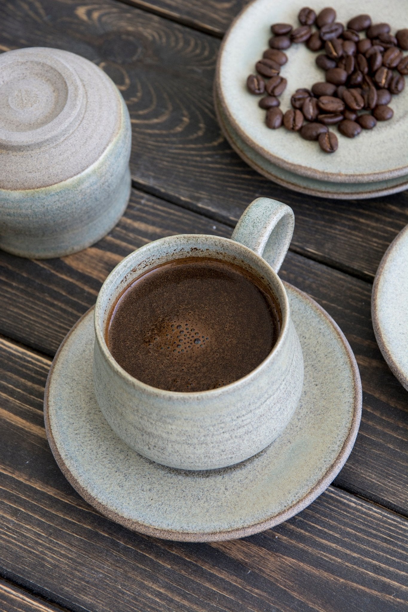 Black Clay, Espresso Cup with Saucer