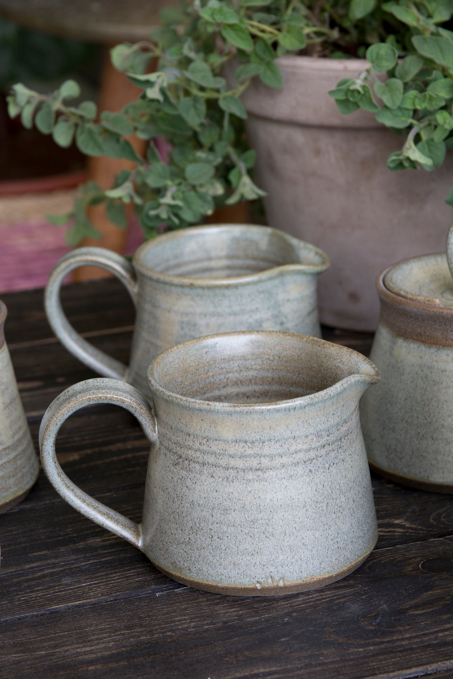 ceramic sage green pitcher