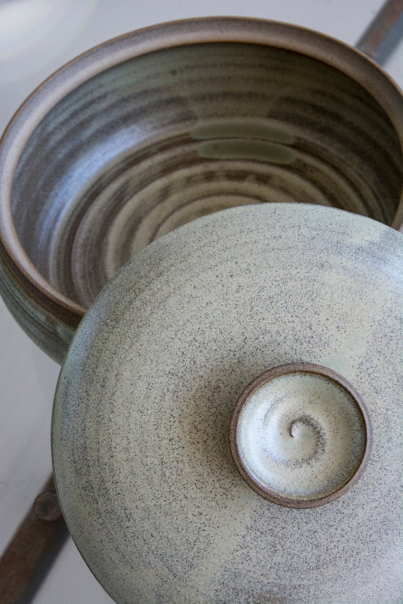 Handmade Pottery Casserole Dish with Lid-Blue Ridge Glaze