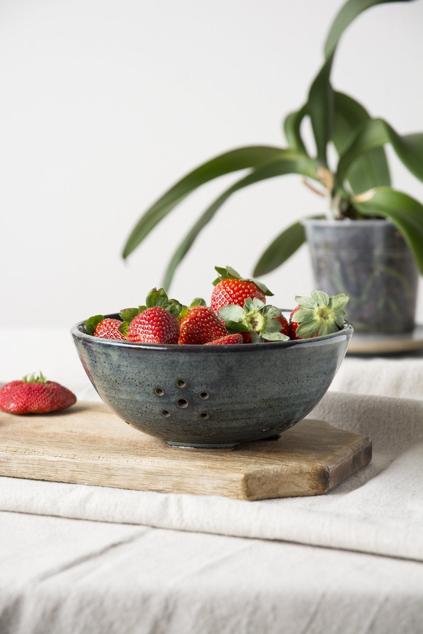 Blue Berry Bowl - Mad About Pottery- colander