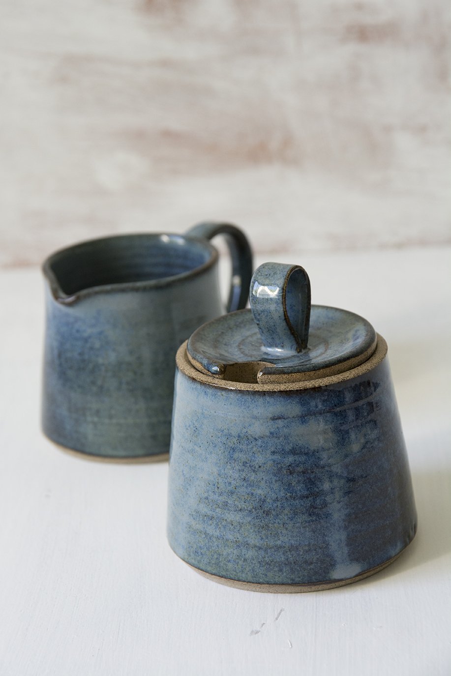 Blue Ceramic Creamer and Sugar Set - Mad About Pottery - Sugar Bowl set