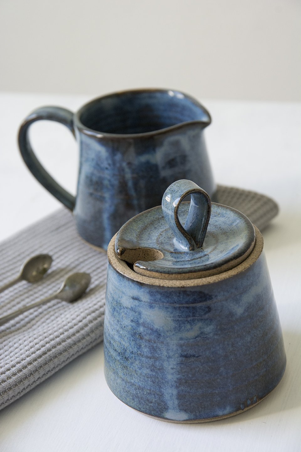 Blue Ceramic Creamer and Sugar Set - Mad About Pottery - Sugar Bowl set