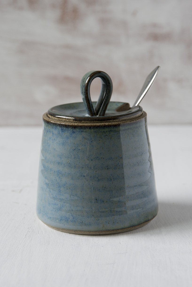 Blue Ceramic Honey Dish for Rosh Hashanah - Mad About Pottery - Honey dish