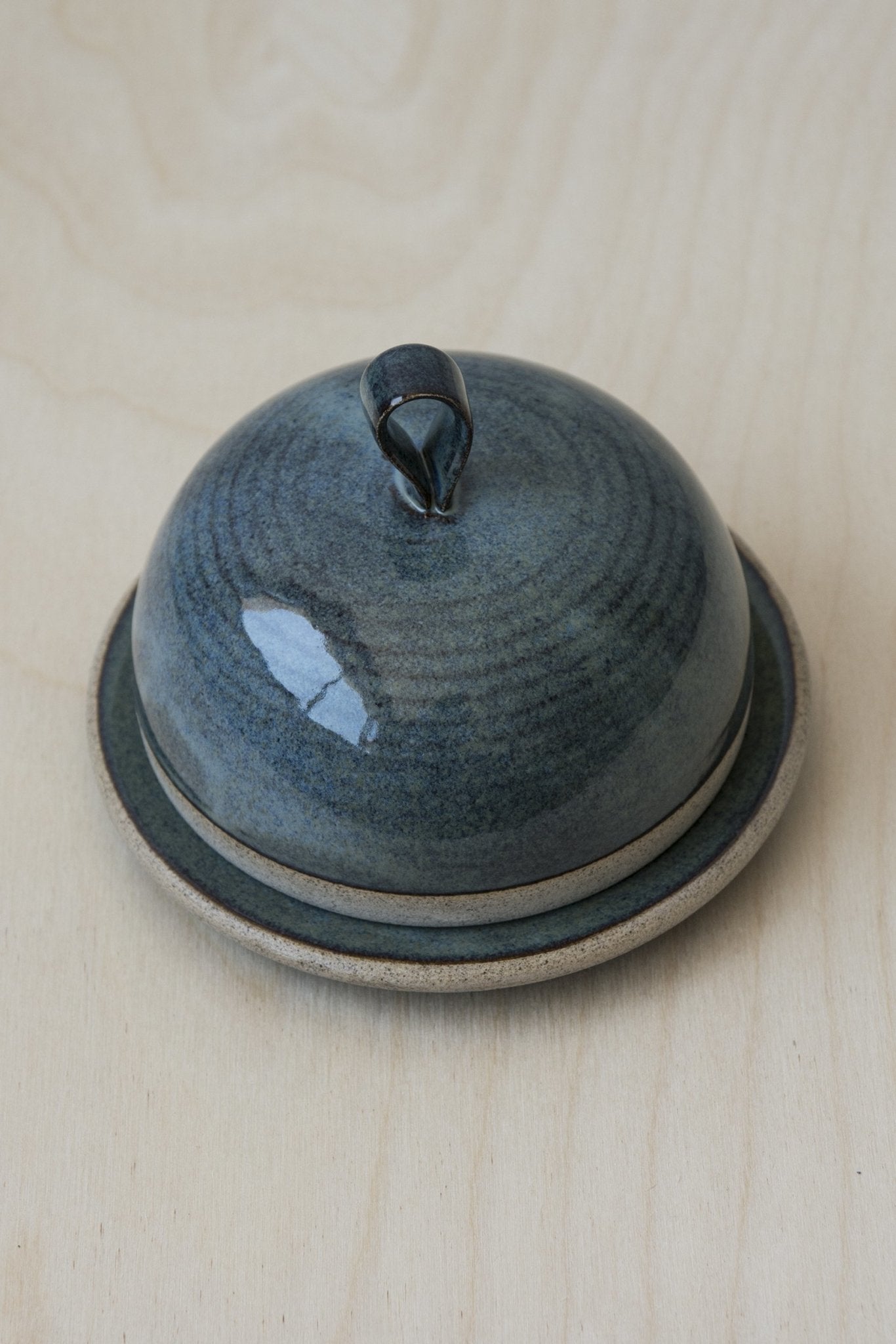 Blue Ceramic Round Butter Dish - Mad About Pottery - Buttery Dish