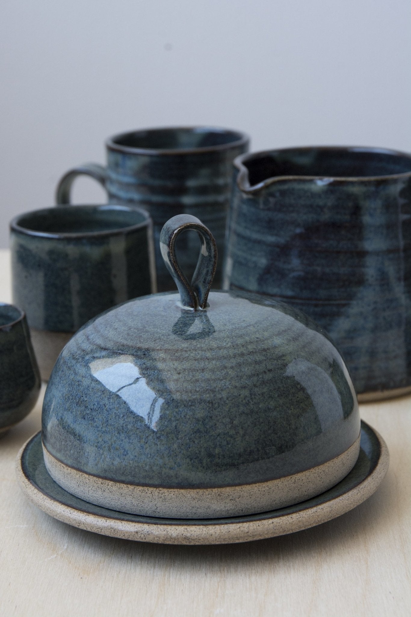 Blue Ceramic Round Butter Dish - Mad About Pottery - Buttery Dish