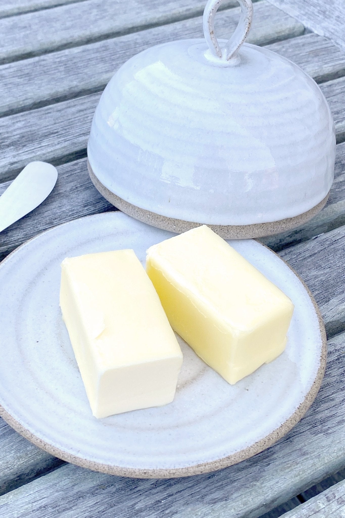 Blue Ceramic Round Butter Dish - Mad About Pottery- Buttery Dish