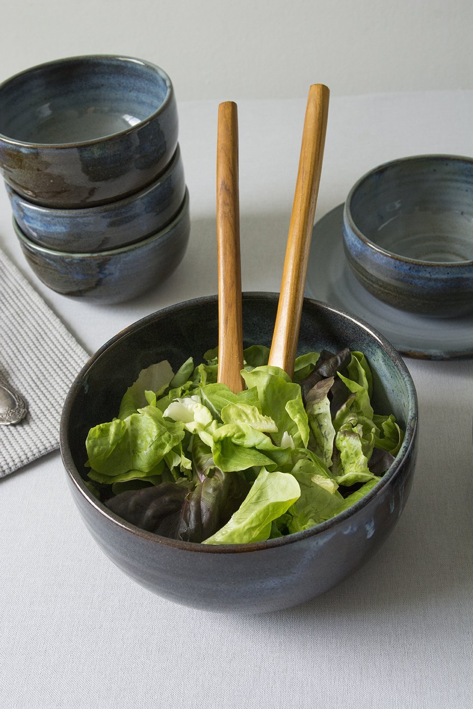 Blue Ceramic Salad Bowl - Mad About Pottery - Bowl