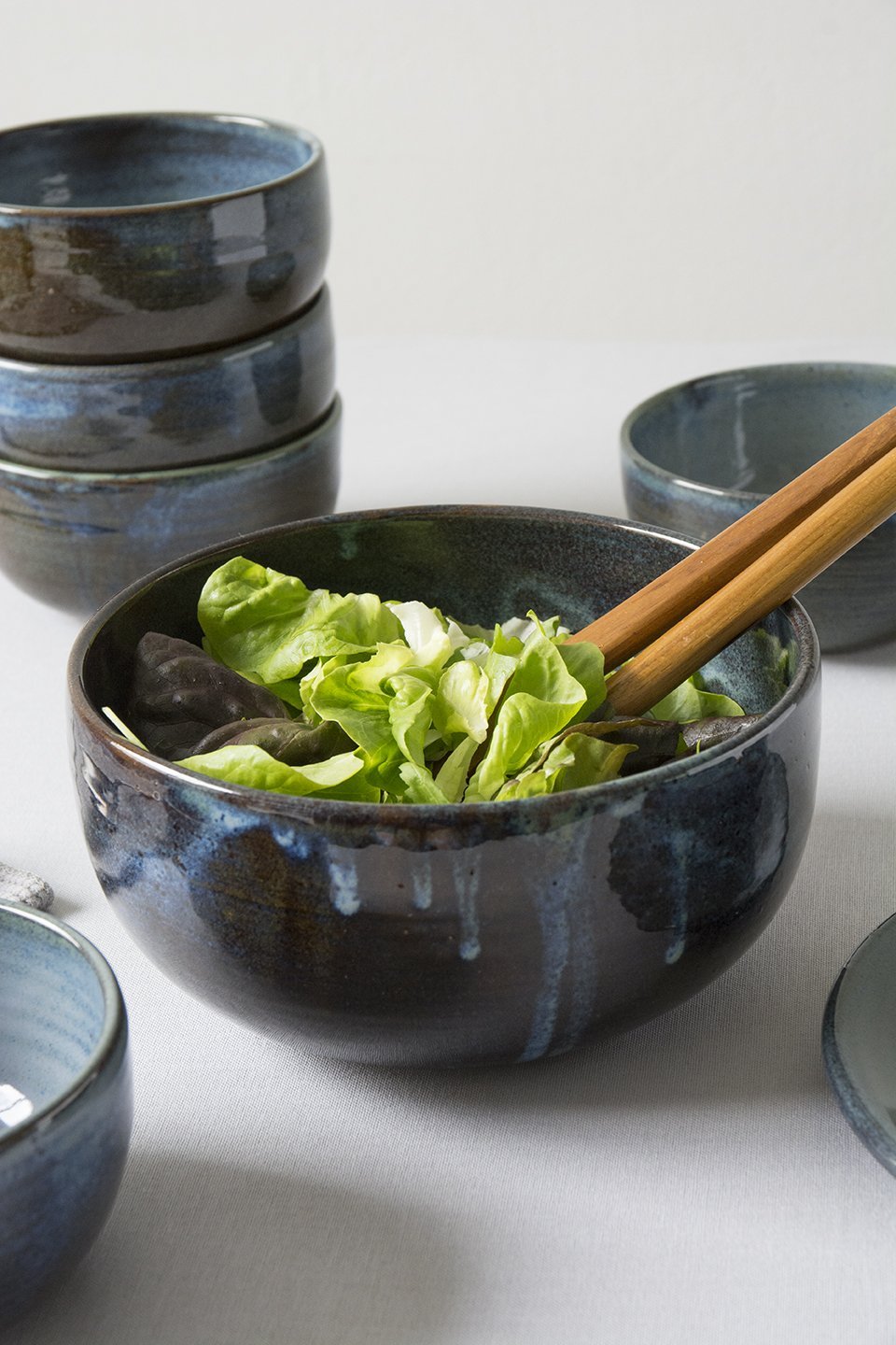 Blue Ceramic Salad Bowl - Mad About Pottery - Bowl