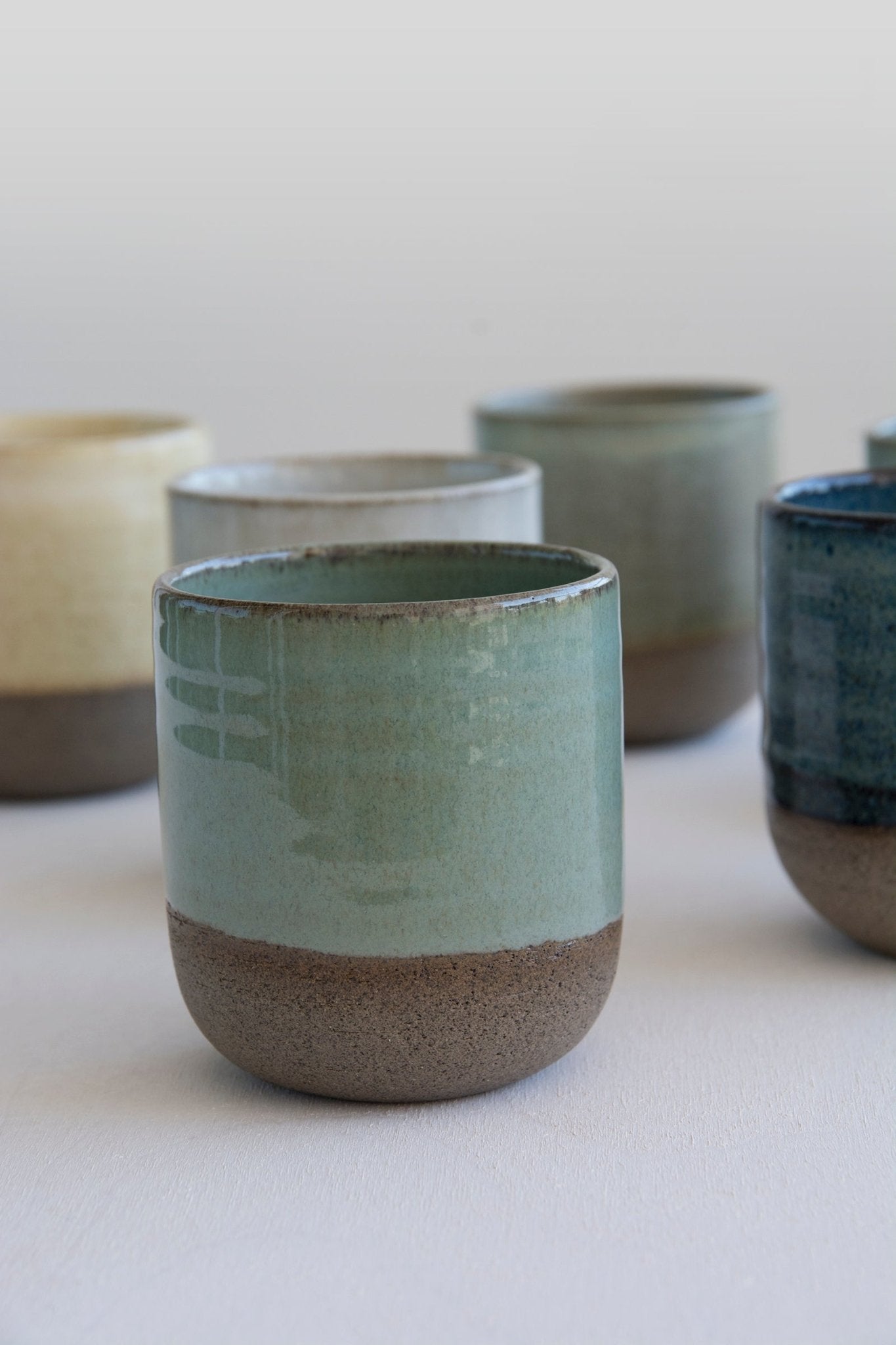 Espresso Coffee Hand Made Clay Cups PEPPER-TEAL Set of 4 