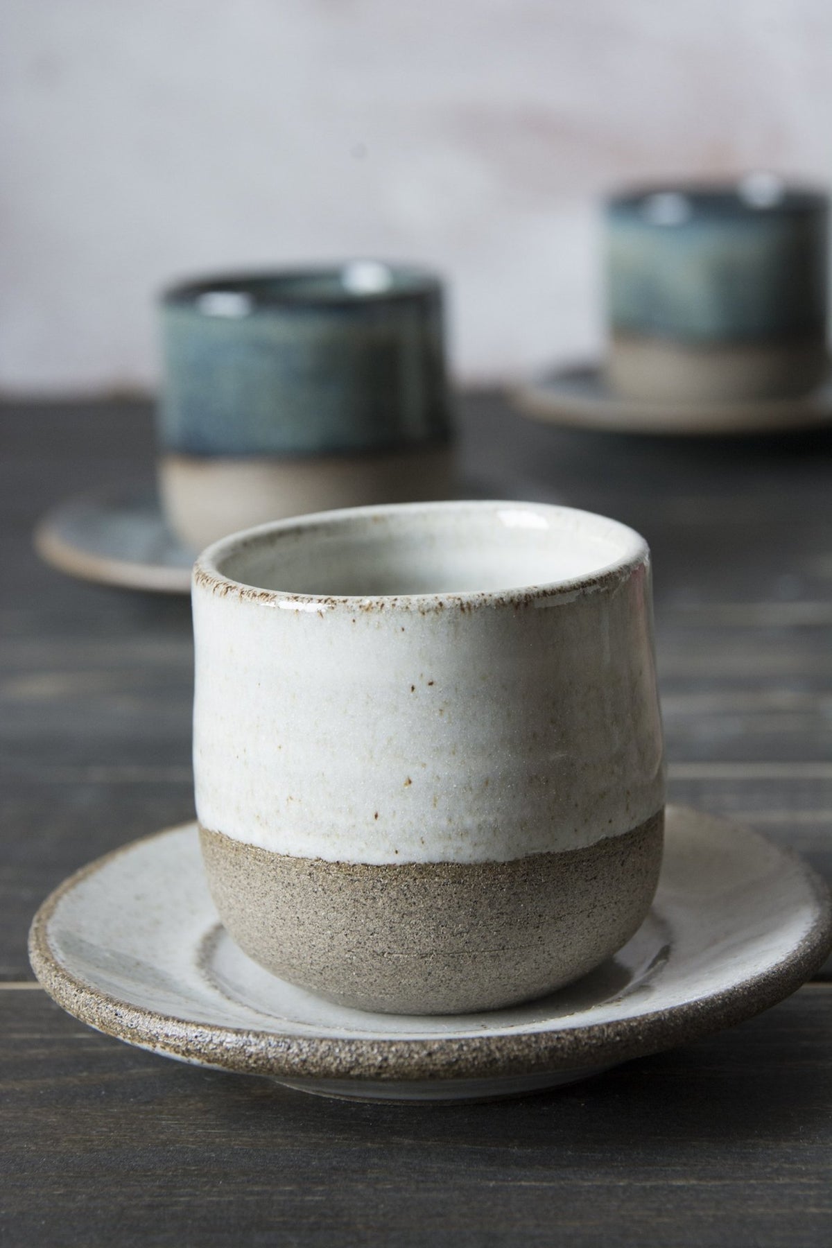 Colorful Ceramic Espresso Cup and Saucer