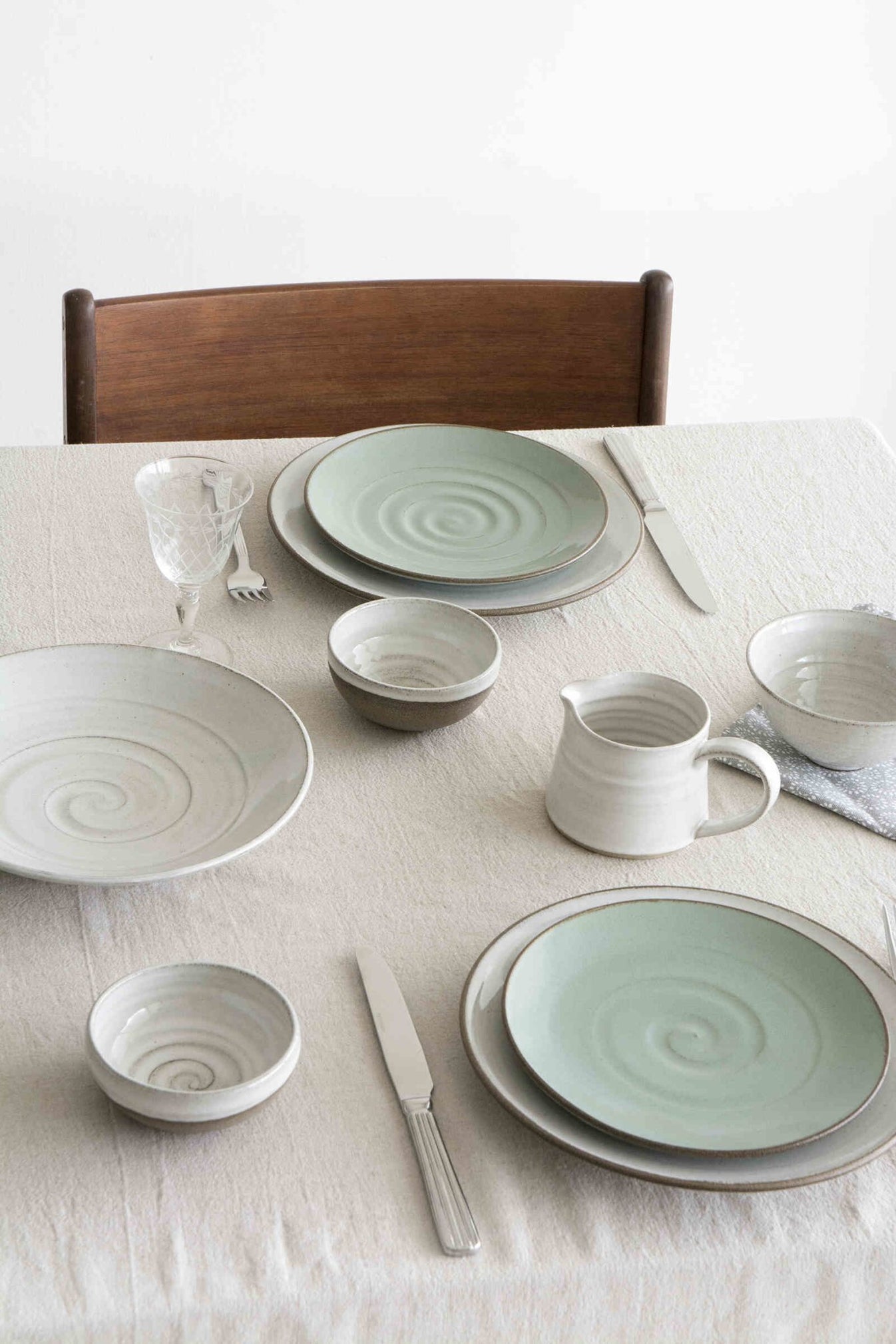 Handmade Colorful Ceramic Tableware Set with Gray Speckled Clay Mad