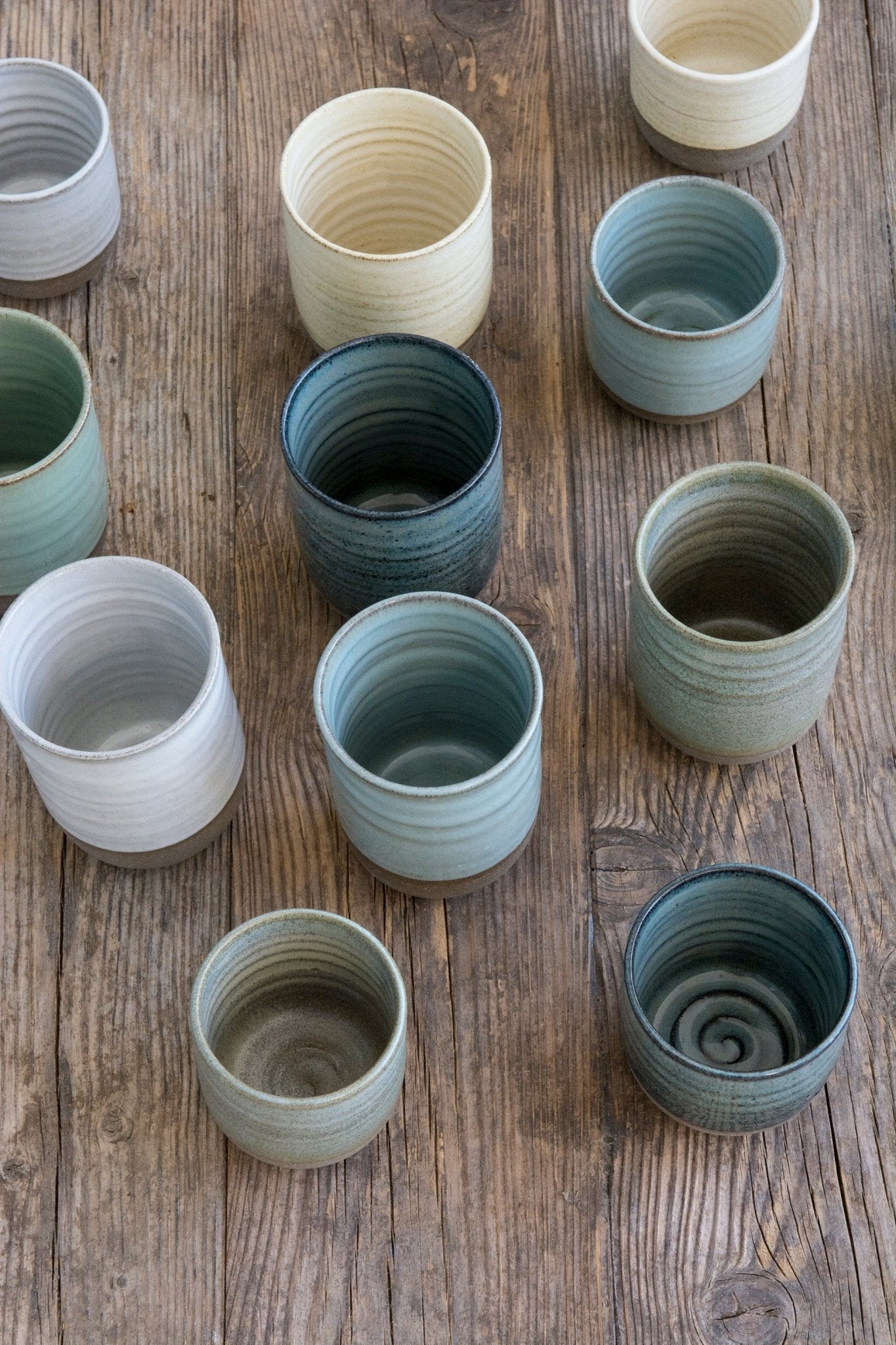 Set of 2 Blue Pottery Espresso Cups, 5 fl. oz (Mad About Pottery)