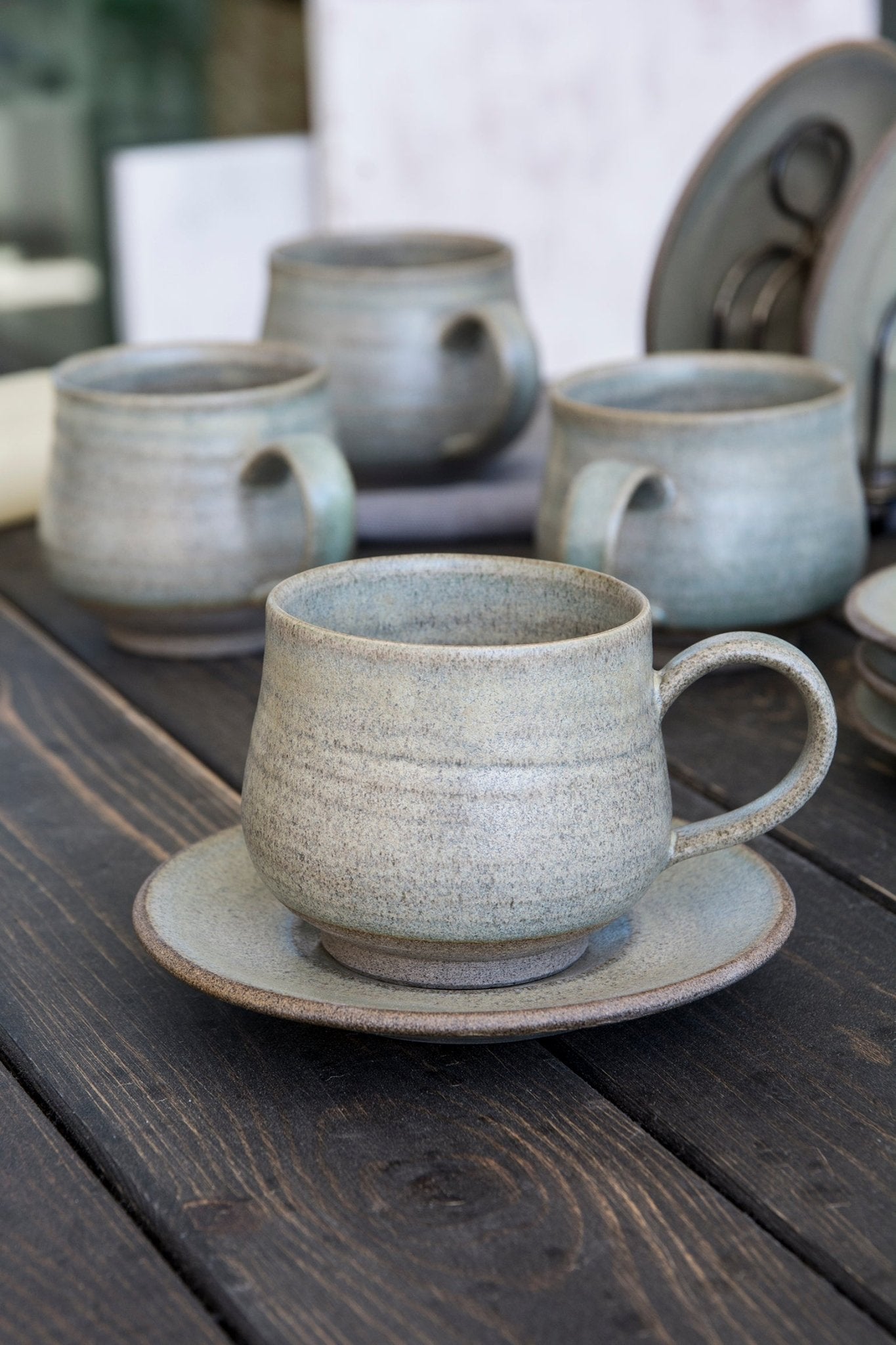 Green Sage Cappuccino Cup, 5 fl. oz - Mad About Pottery- Mug