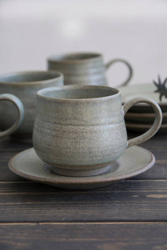 Green Sage Cappuccino Cup, 5 fl. oz - Mad About Pottery- Mug