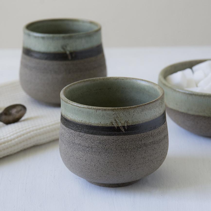 Green Sage Chai Cups, Set of 2 - Mad About Pottery - Mugs and Cups