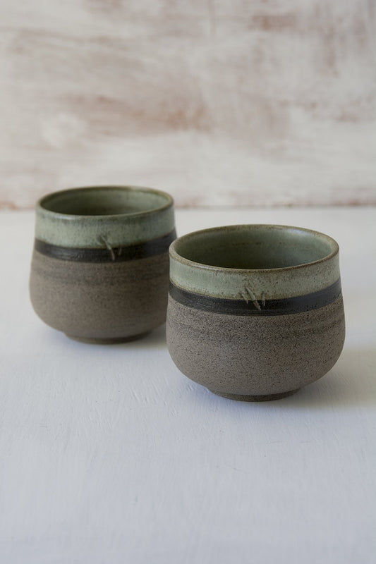 Green Sage Chai Cups, Set of 2 - Mad About Pottery - Mugs and Cups