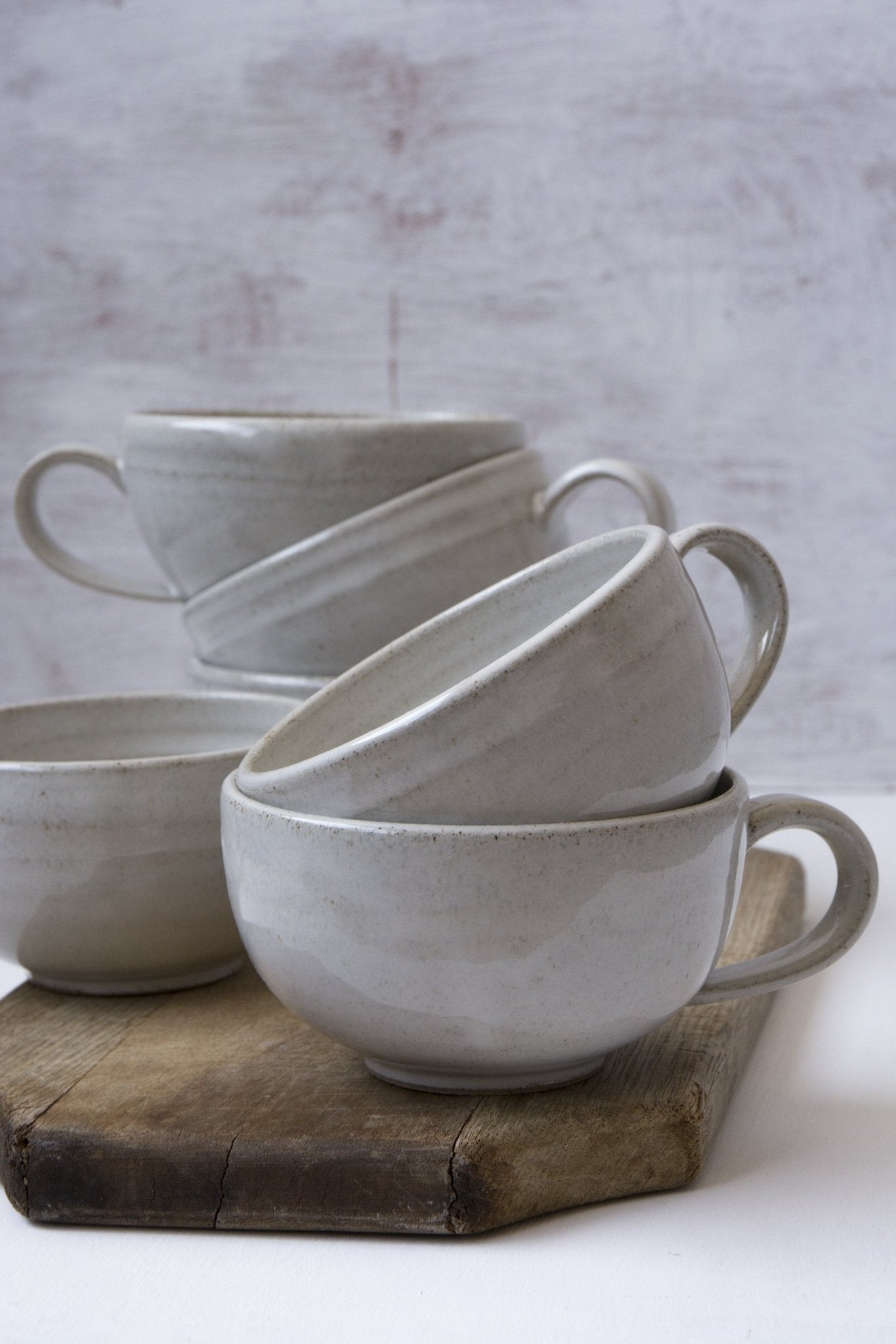 Hand-Thrown White Cappuccino Cup & Saucer - Mad About Pottery- Mug