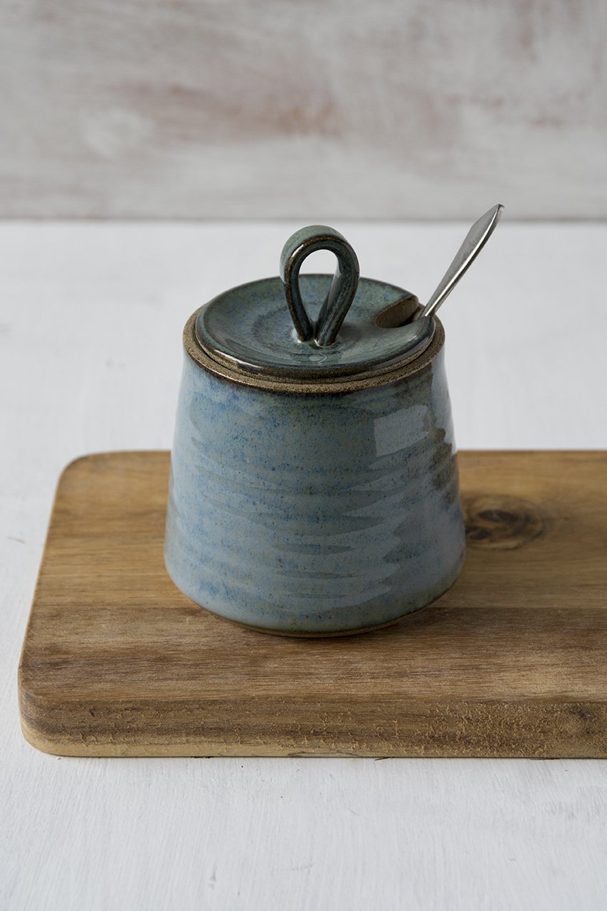 Handmade Blue Ceramic Sugar Bowl - Mad About Pottery - Sugar Bowl