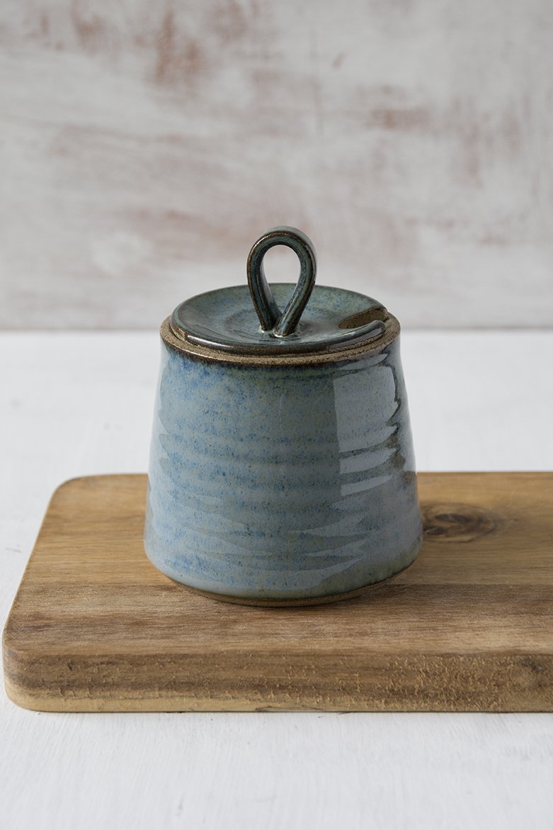 Handmade Blue Ceramic Sugar Bowl - Mad About Pottery - Sugar Bowl