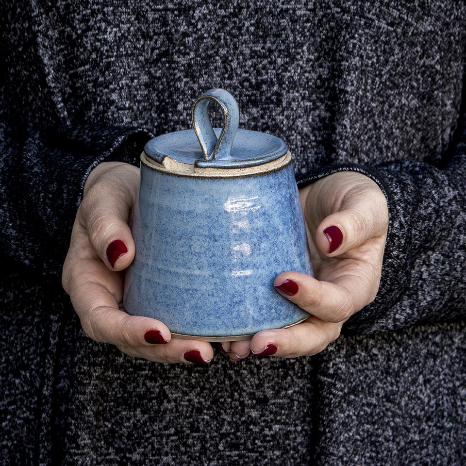 Handmade Blue Ceramic Sugar Bowl - Mad About Pottery - Sugar Bowl