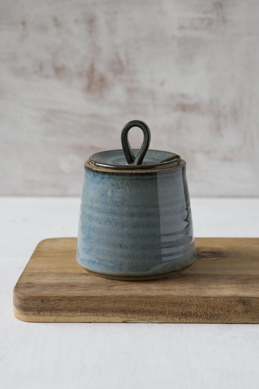 Handmade Blue Ceramic Sugar Bowl - Mad About Pottery - Sugar Bowl