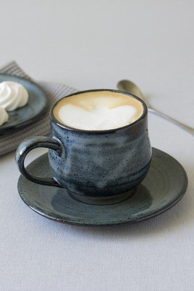 Handmade Ceramic Blue Cappuccino Cup - Mad About Pottery - Mug