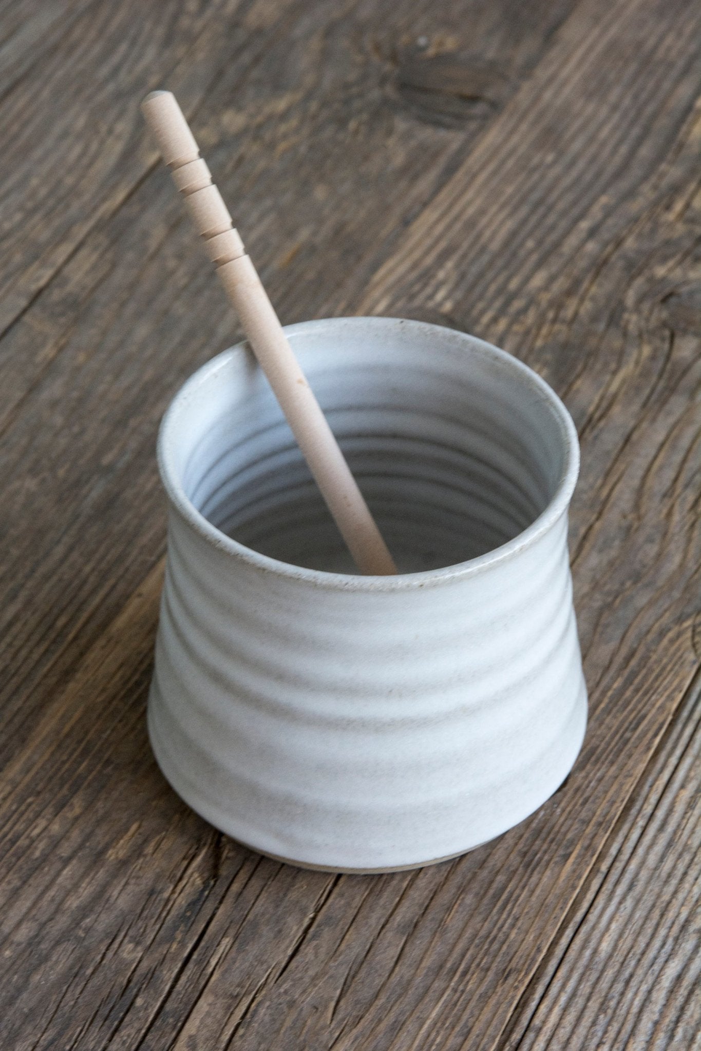 Honey Pot with Wooden Dipper - Mad About Pottery- Honey pot