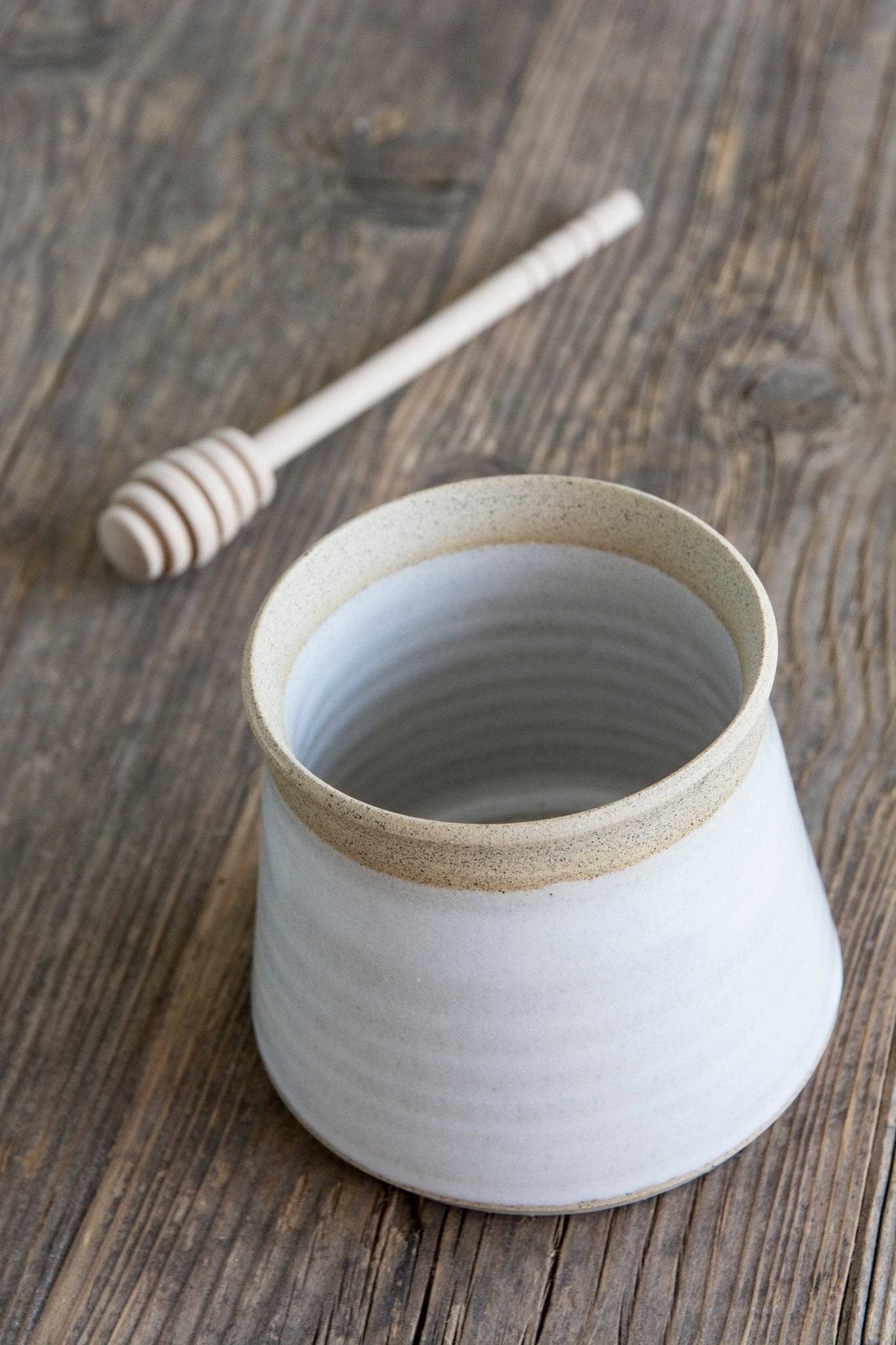 Honey Pot with Wooden Dipper - Mad About Pottery- Honey pot