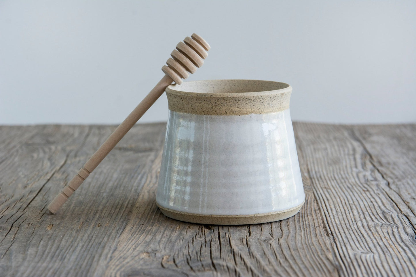 Honey Pot with Wooden Dipper - Mad About Pottery- Honey pot